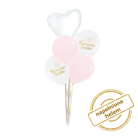 Zestaw balonów Bukiet Komunijny dla dziewczynki 5 szt. Z HELEM
