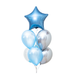Zestaw balonów Bukiet balonowy z gwiazdką niebiesko srebrny 7 szt. Z HELEM